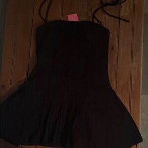 Edikted Black Strapless Fit and Flare Mini Dress